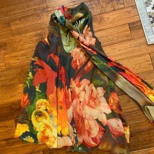 Alice + Olivia Silk Floral High Neck Dress, XS